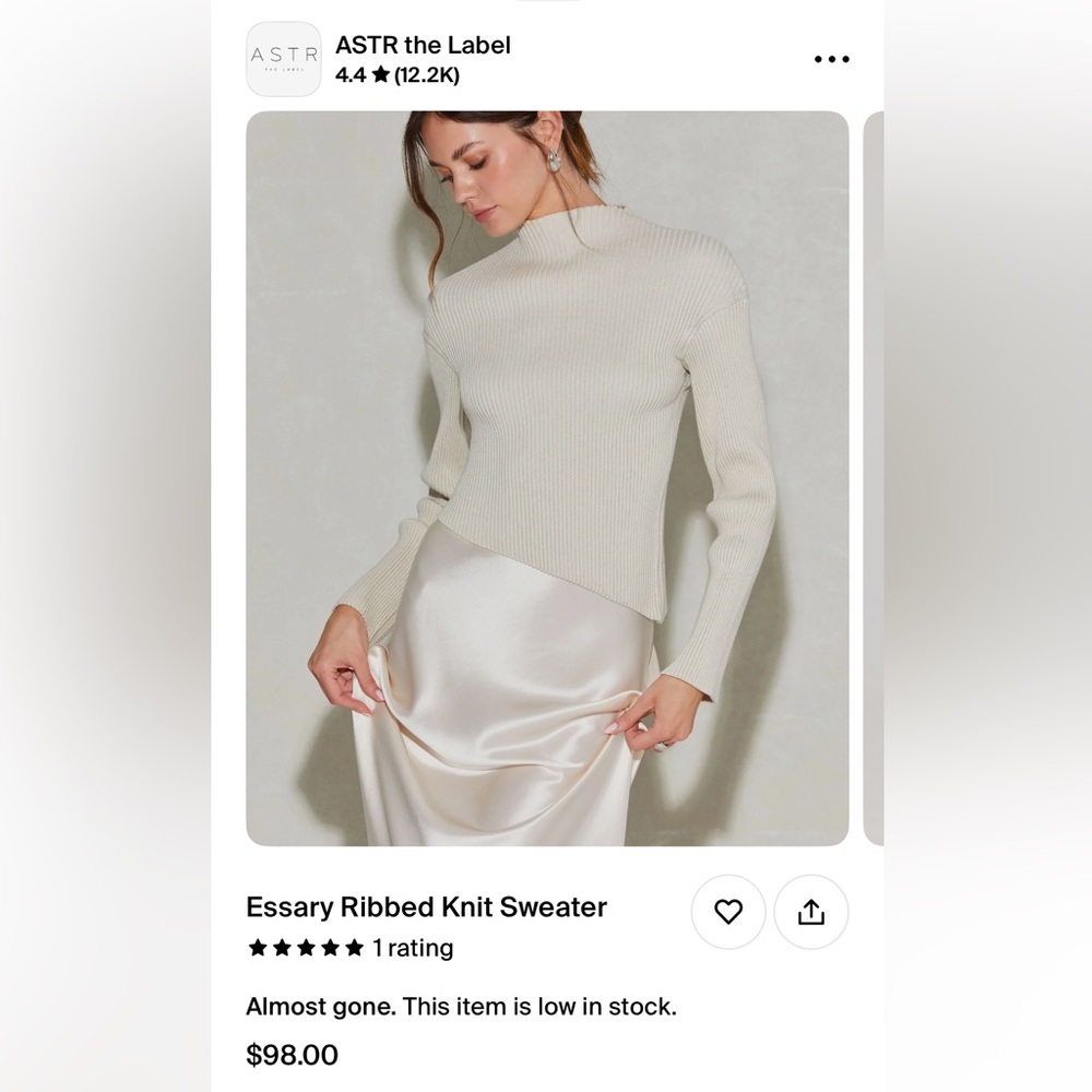 Astr Cream Sweater with Ribbed Texture